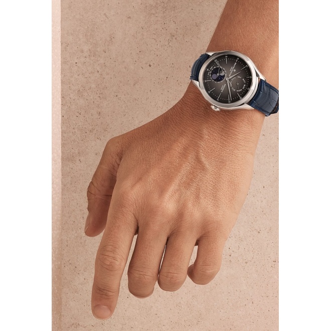 Baume & Mercier Clifton 10548 Automático Con día, fecha y Fase Lunar ∅42 mm - 5 ATM, Esfera gris, correa azul