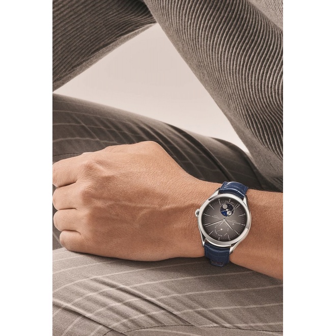 Baume & Mercier Clifton 10548 Automático Con día, fecha y Fase Lunar ∅42 mm - 5 ATM, Esfera gris, correa azul