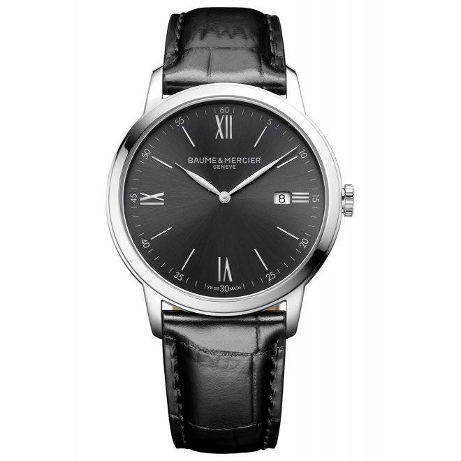 Baume & Mercier Clifton 10416 Cuarzo ∅42 mm - 50 M, Esfera negra, correa negra