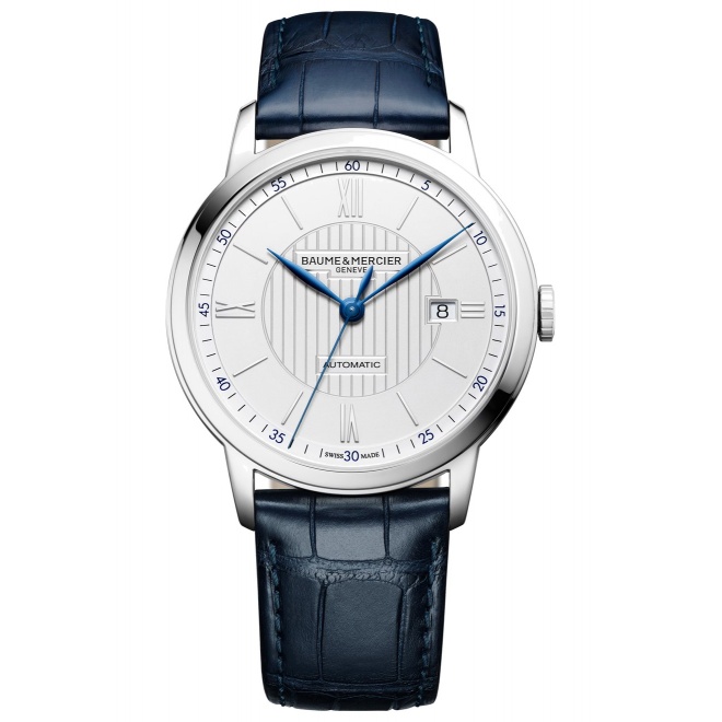 Baume & Mercier Classima 10333 Automático ∅42 mm - 5 ATM, Esfera plateada, correa azul