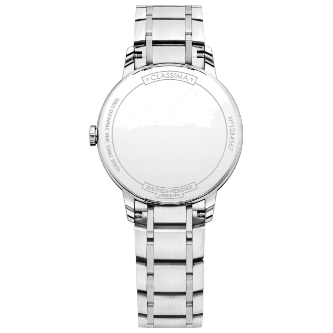 Baume & Mercier Classima 10326 cuarzo, engastado con diamantes ∅31 mm - 5 ATM, Esfera nácar, brazalete de acero