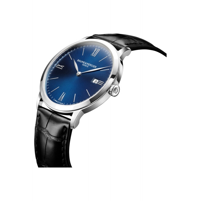 Baume & Mercier Classima 10324 Cuarzo ∅42 mm - 50 M, Esfera azul, correa negra