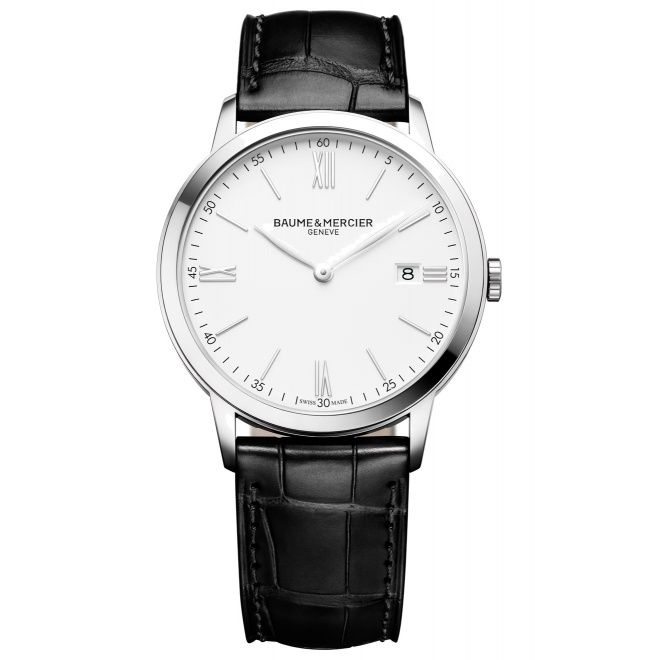 Baume & Mercier Classima 10323 Cuarzo ∅40 mm - 5 ATM, Esfera blanca, correa negra