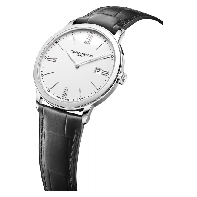 Baume & Mercier Classima 10323 Cuarzo ∅40 mm - 5 ATM, Esfera blanca, correa negra