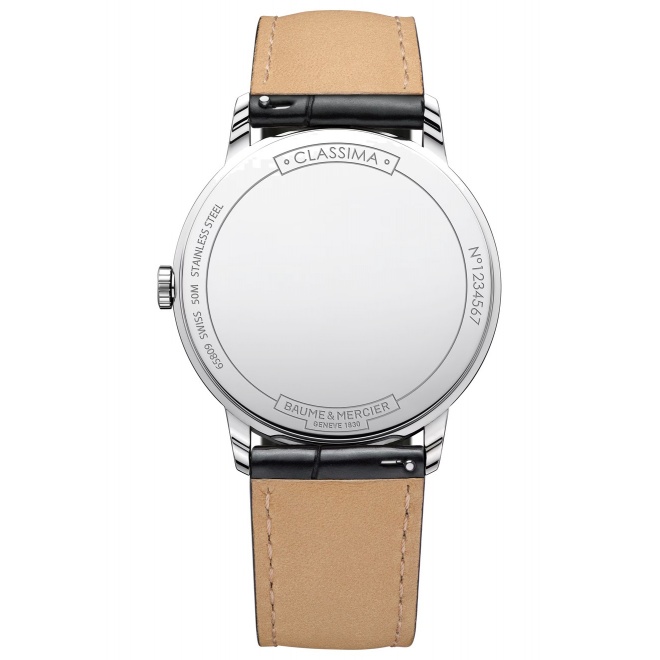 Baume & Mercier Classima 10323 Cuarzo ∅40 mm - 5 ATM, Esfera blanca, correa negra