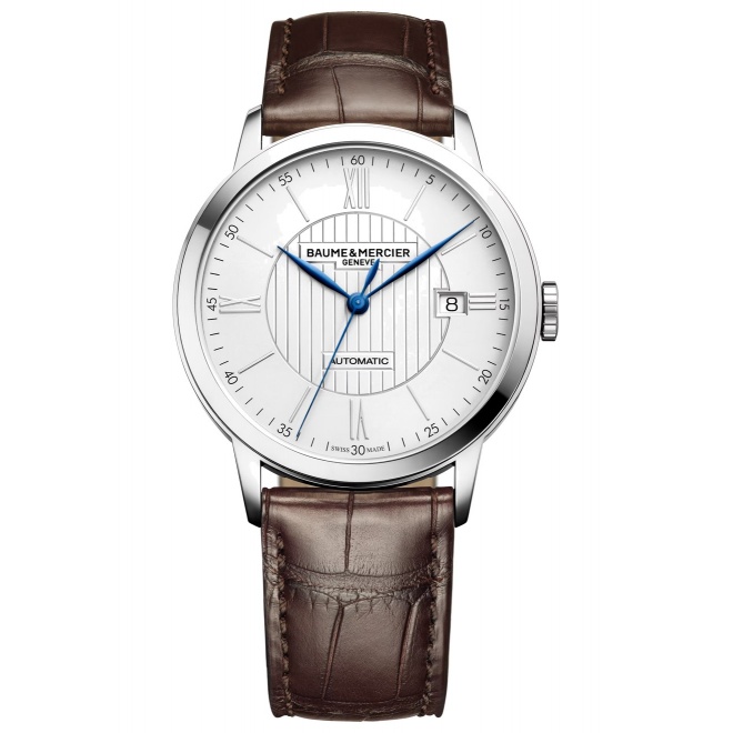 Baume & Mercier Classima 10214 Automático ∅40 mm - 5 ATM, Esfera plateada, correa marrón
