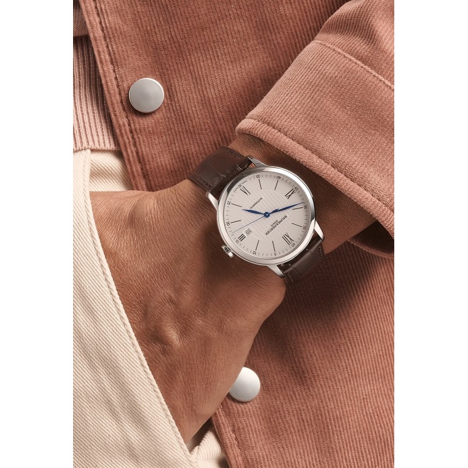 Baume & Mercier Classima 10214 Automático ∅40 mm - 5 ATM, Esfera plateada, correa marrón