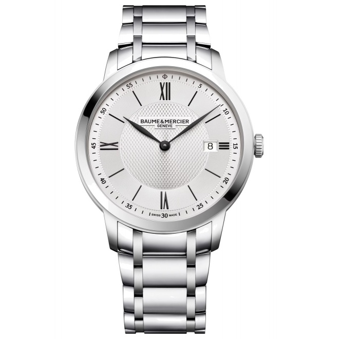 Baume & Mercier Classima 10883 Cuarzo, Fecha ∅40 mm - 5 ATM, Esfera plateada, brazalete de acero