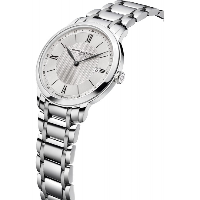 Baume & Mercier Classima 10883 Cuarzo, Fecha ∅40 mm - 5 ATM, Esfera plateada, brazalete de acero
