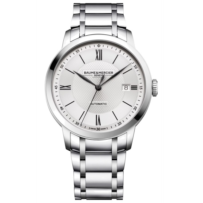 Baume & Mercier Classima 10854 Automático, Fecha ∅40 mm - 5 ATM, Esfera plateada, brazalete de acero