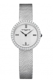 Joia de Baume & Mercier 10850 Cuarzo ∅28 mm - 5 ATM, Esfera plateada, brazalete de acero