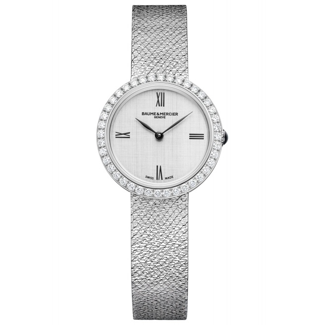 Joia de Baume & Mercier 10850 Cuarzo ∅28 mm - 5 ATM, Esfera plateada, brazalete de acero
