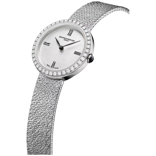 Joia de Baume & Mercier 10850 Cuarzo ∅28 mm - 5 ATM, Esfera plateada, brazalete de acero