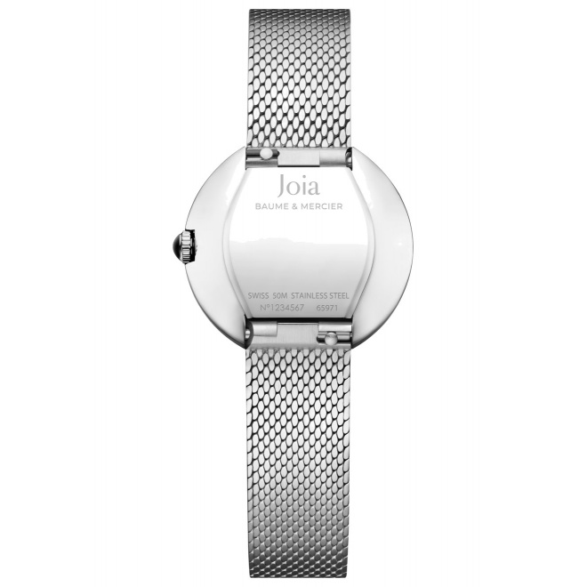 Joia de Baume & Mercier 10850 Cuarzo ∅28 mm - 5 ATM, Esfera plateada, brazalete de acero