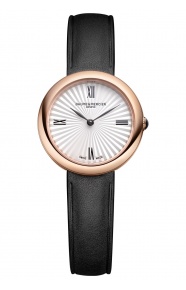 Joia de Baume & Mercier 10849 Cuarzo ∅28 mm - 5 ATM, Esfera plateada, correa negra