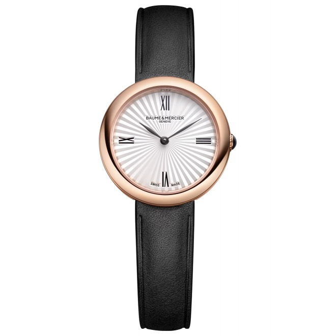 Joia de Baume & Mercier 10849 Cuarzo ∅28 mm - 5 ATM, Esfera plateada, correa negra