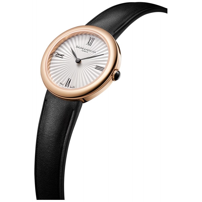 Joia de Baume & Mercier 10849 Cuarzo ∅28 mm - 5 ATM, Esfera plateada, correa negra