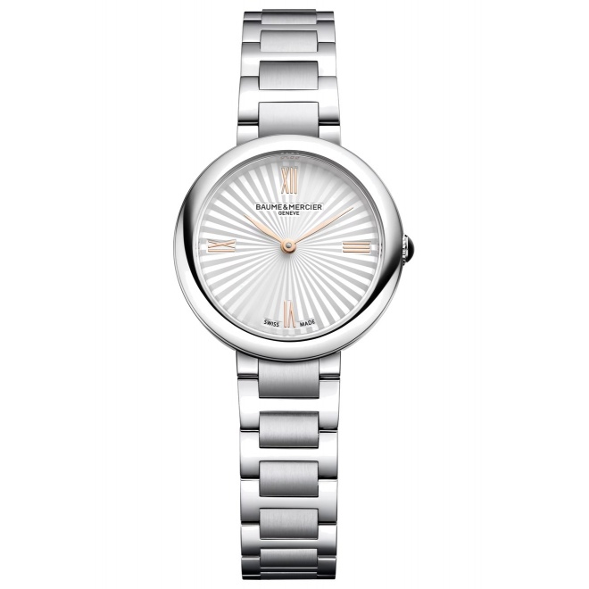 Joia de Baume & Mercier 10848 Cuarzo ∅28 mm - 5 ATM, Esfera plateada, brazalete de acero