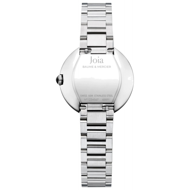 Joia de Baume & Mercier 10848 Cuarzo ∅28 mm - 5 ATM, Esfera plateada, brazalete de acero