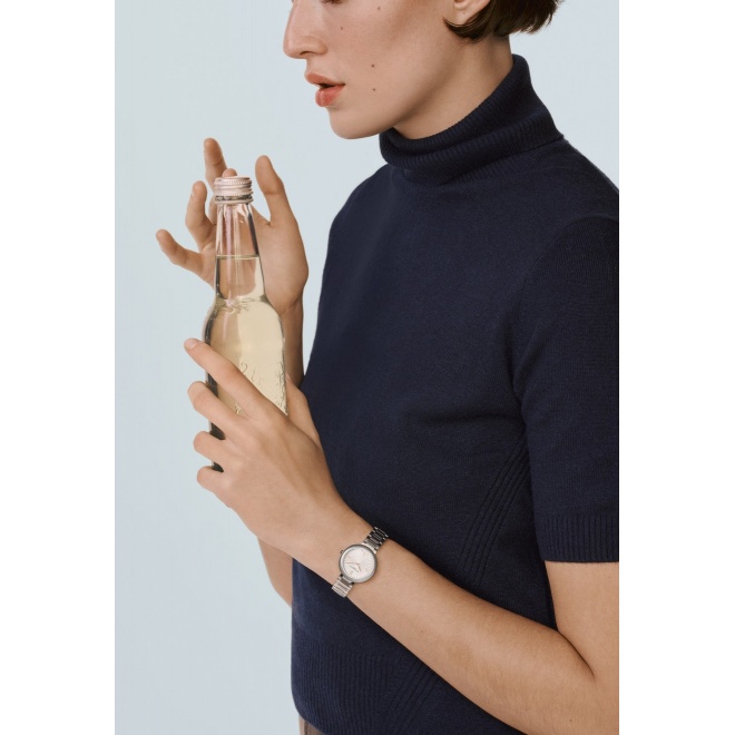 Joia de Baume & Mercier 10848 Cuarzo ∅28 mm - 5 ATM, Esfera plateada, brazalete de acero
