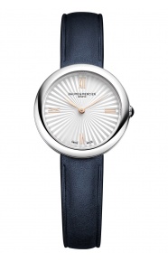 Joia de Baume & Mercier 10847 Cuarzo ∅28 mm - 5 ATM, Esfera plateada, correa azul