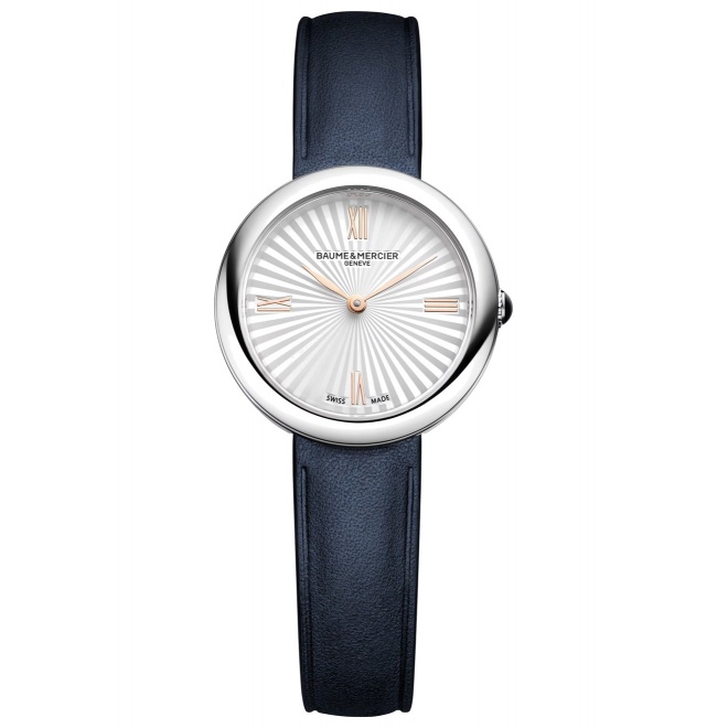 Joia de Baume & Mercier 10847 Cuarzo ∅28 mm - 5 ATM, Esfera plateada, correa azul