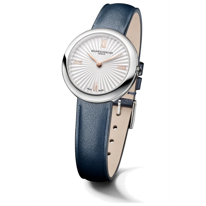 Joia de Baume & Mercier 10847 Cuarzo ∅28 mm - 5 ATM, Esfera plateada, correa azul