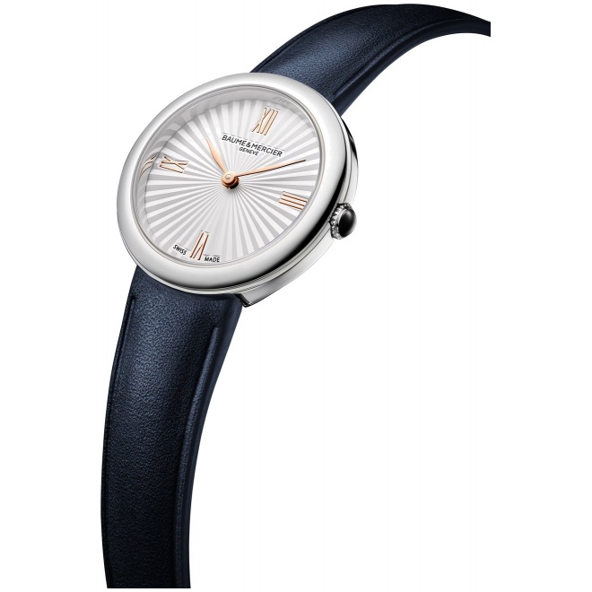 Joia de Baume & Mercier 10847 Cuarzo ∅28 mm - 5 ATM, Esfera plateada, correa azul