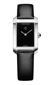 Baume & Mercier Hampton 34,9 x 22,2 mm - 5 ATM, Esfera negra, correa de piel de becerro