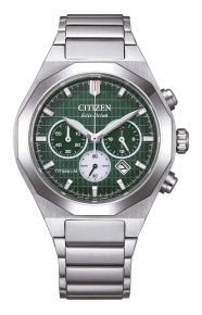 Citizen Chrono Super Titanium Zenshin Senkei ∅41 mm - 10 ATM, Esfera verde, brazalete de super titanium