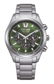 Citizen Chrono Super Titanium 4750 ∅40 mm - 10 ATM, Esfera verde, brazalete de super titanium