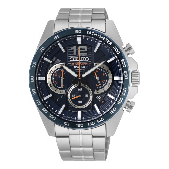 Seiko ∅43,9 mm - 10 ATM, Esfera azul, correa de piel de vaca - SSB345P1