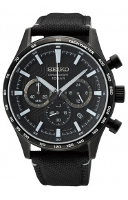Seiko ∅43 mm - 10 ATM, Esfera negra, correa de nailon - SSB417P1
