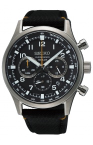 Seiko ∅43 mm - 10 ATM, Esfera negra, correa de nailon - SSB449P1