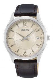 Seiko ∅39,4 mm - 10 ATM, Esfera champán, correa de piel de vaca - SUR421P1