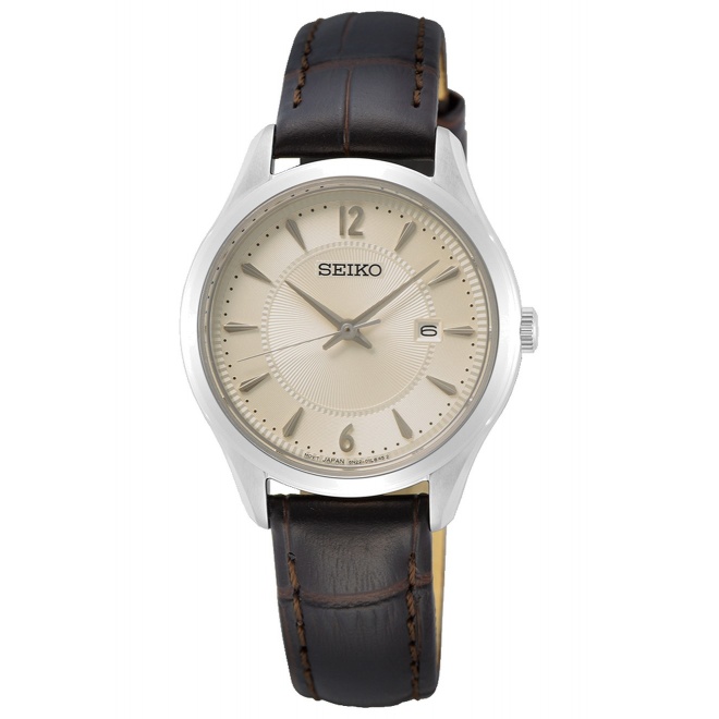 Seiko ∅29,9 mm - 10 ATM, Esfera champán, correa de piel de vaca - SUR427P1
