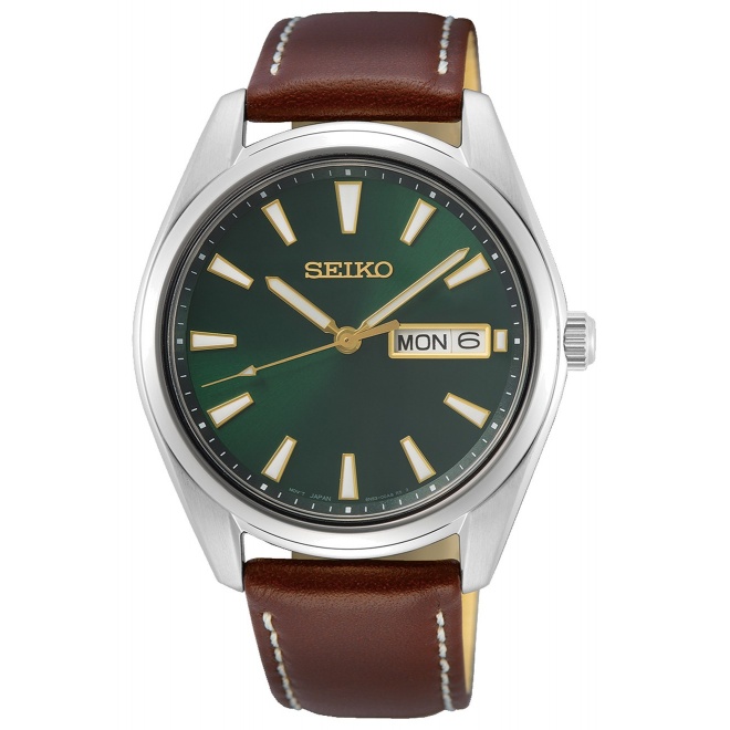 Seiko ∅40,2 mm - 10 ATM, Esfera verde, correa de piel de vaca - SUR449P1
