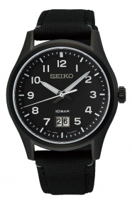 Seiko ∅39,5 mm - 10 ATM, Esfera negra, correa de nailon - SUR571P1