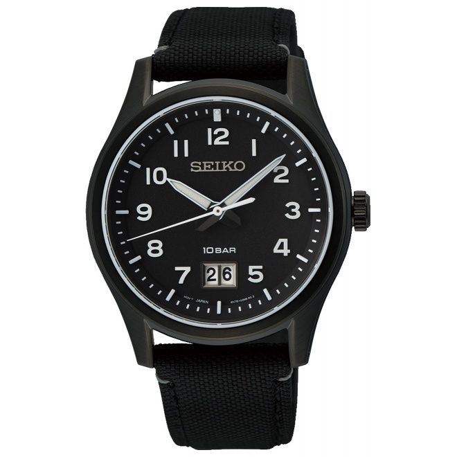 Seiko ∅39,5 mm - 10 ATM, Esfera negra, correa de nailon - SUR571P1