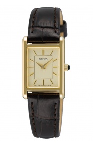 Seiko ∅19,6 mm - 5 ATM, Esfera champán, correa de piel de vaca - SWR110P1
