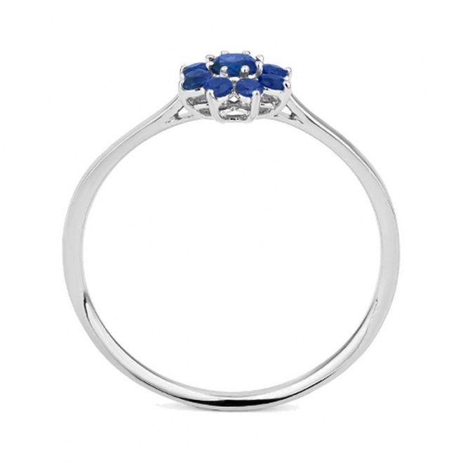 Anillo Rosetón de oro blanco de 18 Kt con zafiros azules