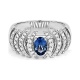 Anillo de oro blanco de 18 Kt con zafiro azul y diamantes