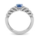 Anillo de oro blanco de 18 Kt con zafiro azul y diamantes