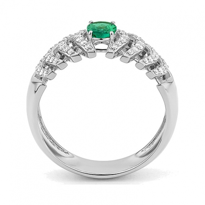 Anillo de oro de 18 Kt con esmeralda y diamantes