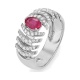 Anillo de oro blanco de 18 Kt con rubí y diamantes
