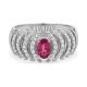 Anillo de oro blanco de 18 Kt con rubí y diamantes