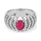 Anillo de oro blanco de 18 Kt con rubí y diamantes