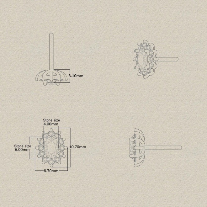 Pendientes de oro blanco de 18 Kt con rubí y diamantes