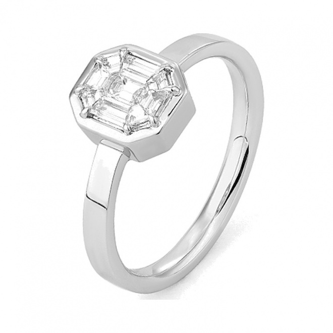 Anillo de oro blanco de 18 Kt con diamantes de 0,40 ct