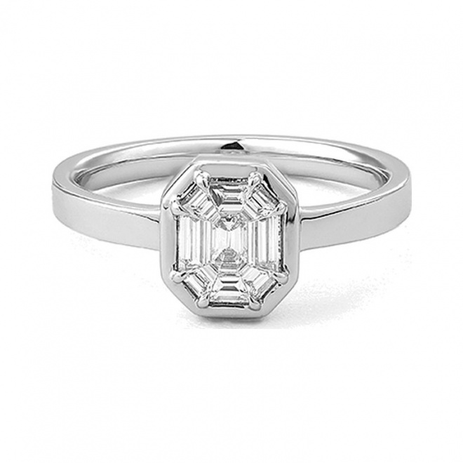 Anillo de oro blanco de 18 Kt con diamantes de 0,40 ct